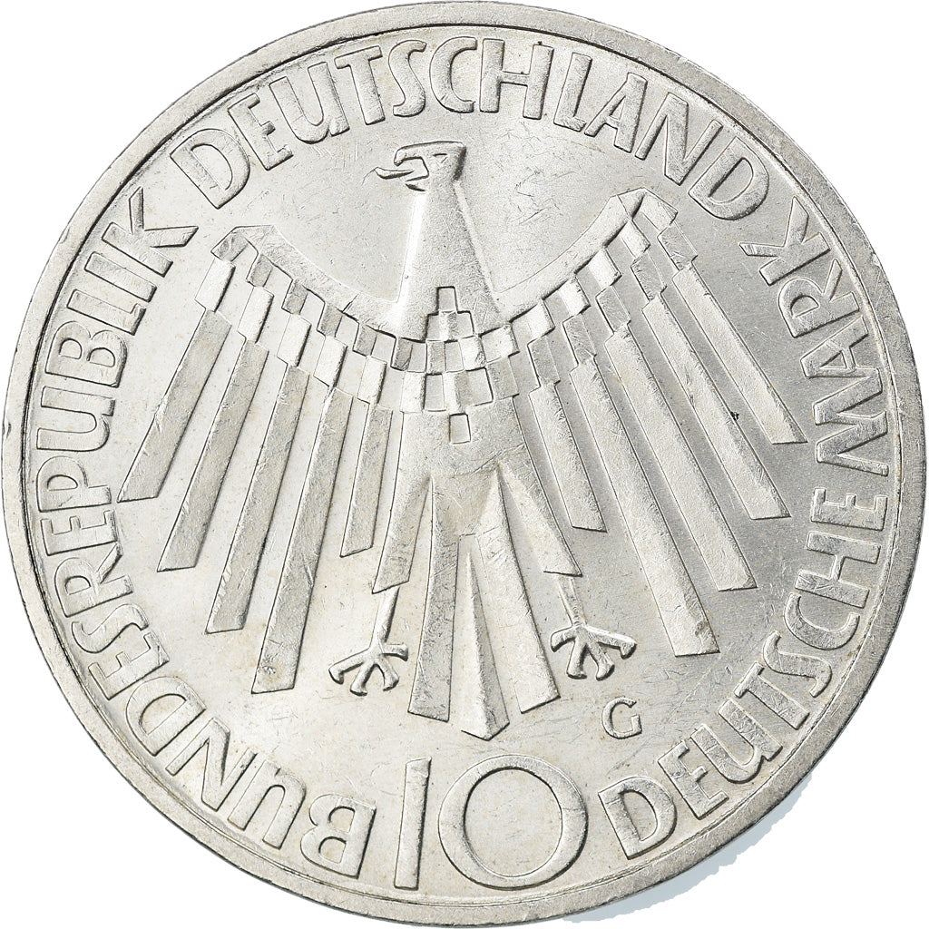 Moneta, Niemcy - RFN, 10 Mark, 1972, Karlsruhe, AU(55-58), Srebro, KM:130