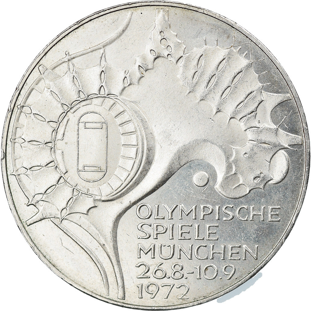 Coin, GERMANY - FEDERAL REPUBLIC, 10 Mark, 1972, Hambourg, AU(50-53), Silver