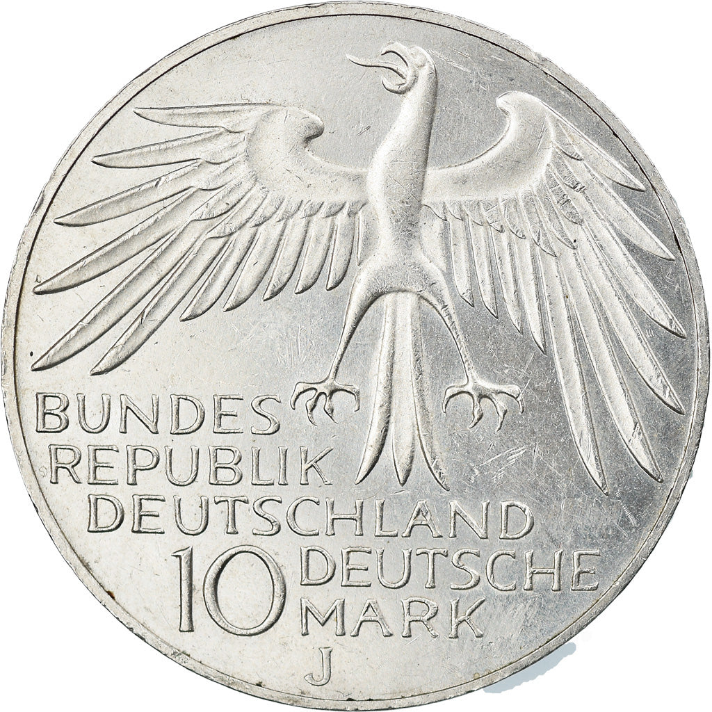Coin, GERMANY - FEDERAL REPUBLIC, 10 Mark, 1972, Hambourg, AU(50-53), Silver