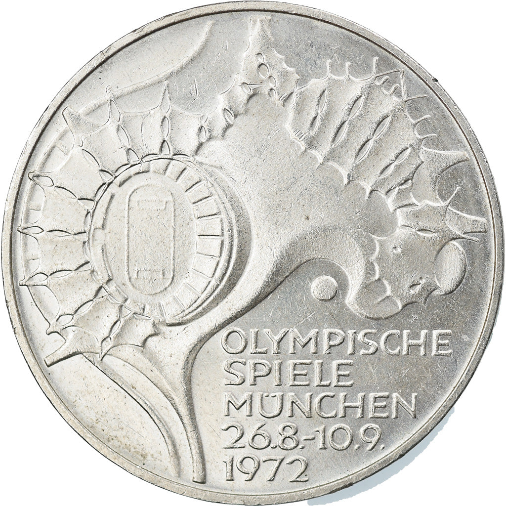 Moneda, ALEMANIA - REPÚBLICA FEDERAL, 10 Mark, 1972, Stuttgart, EBC, Plata