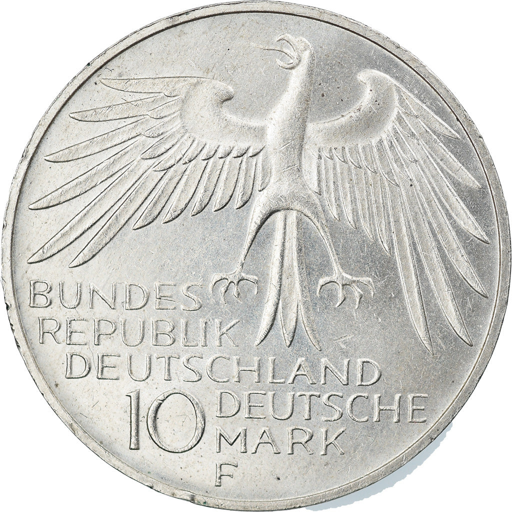 Moneda, ALEMANIA - REPÚBLICA FEDERAL, 10 Mark, 1972, Stuttgart, EBC, Plata