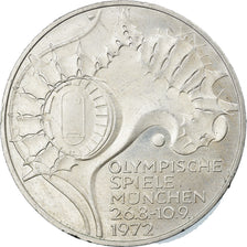 Münze, Bundesrepublik Deutschland, 10 Mark, 1972, Karlsruhe, VZ, Silber, KM:133