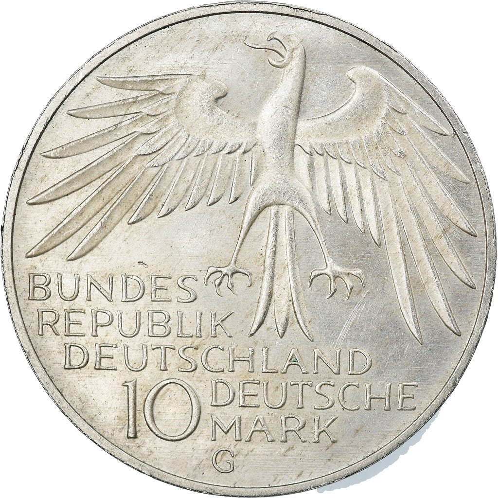 Monnaie, République fédérale allemande, 10 Mark, 1972, Karlsruhe, SUP