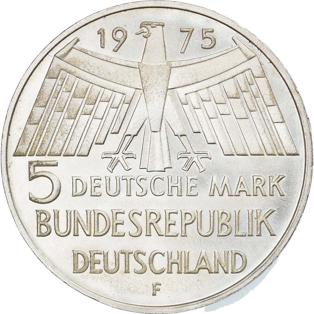 Münze, Bundesrepublik Deutschland, 5 Mark, 1975, Stuttgart, Germany, BE, VZ