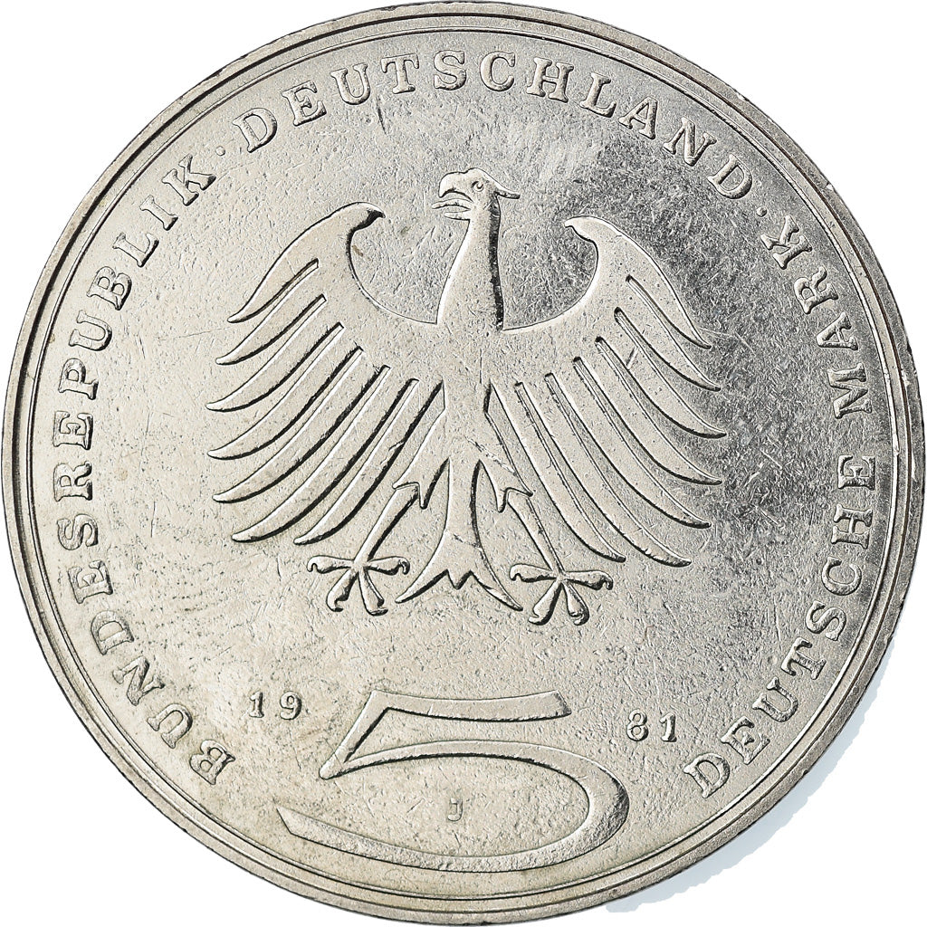 Coin, GERMANY - FEDERAL REPUBLIC, 5 Mark, 1981, Hamburg, Germany, AU(50-53)