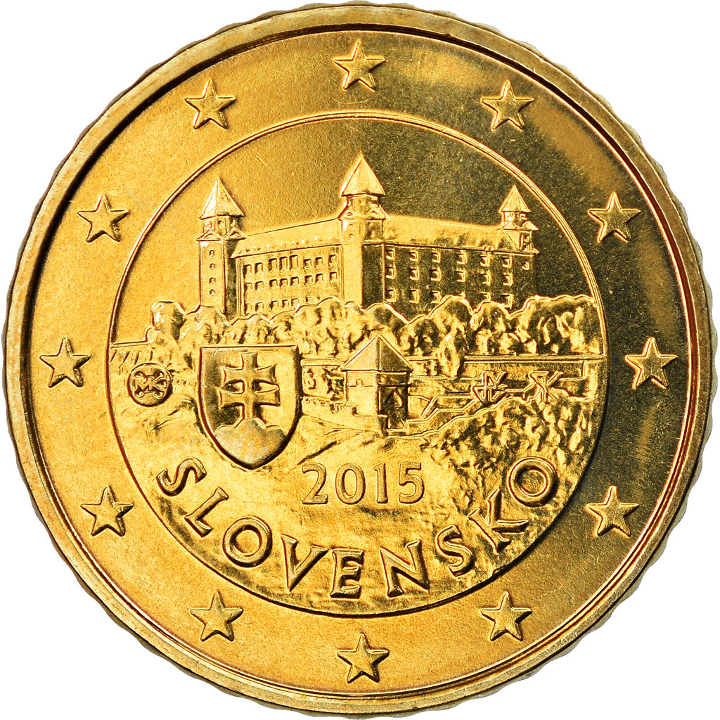 Slovakia, 50 Euro Cent, 2015, MS(63), Brass, KM:New