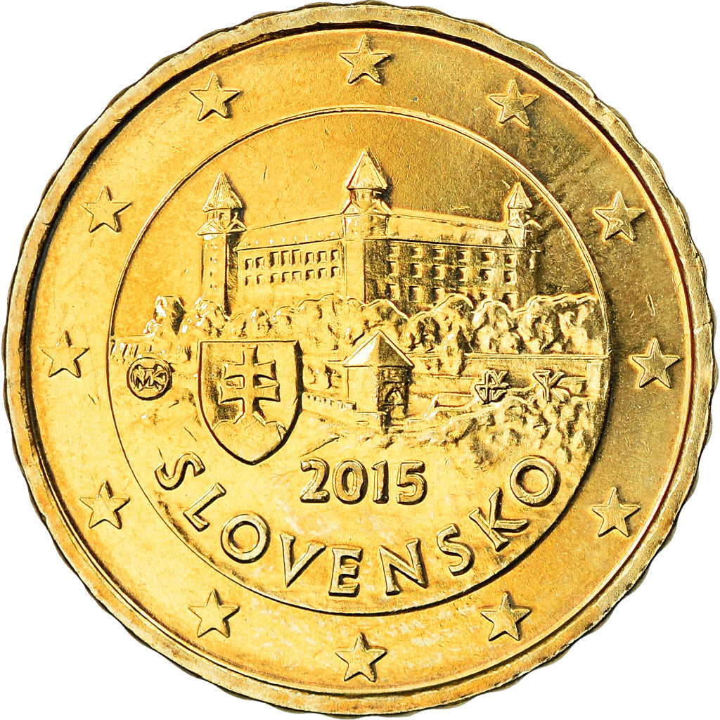 Slovakia, 10 Euro Cent, 2015, MS(63), Brass, KM:New