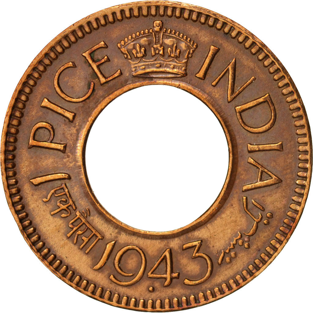 INDIA-BRITISH, George VI, Pice, 1943, EF(40-45), Bronze, KM:533