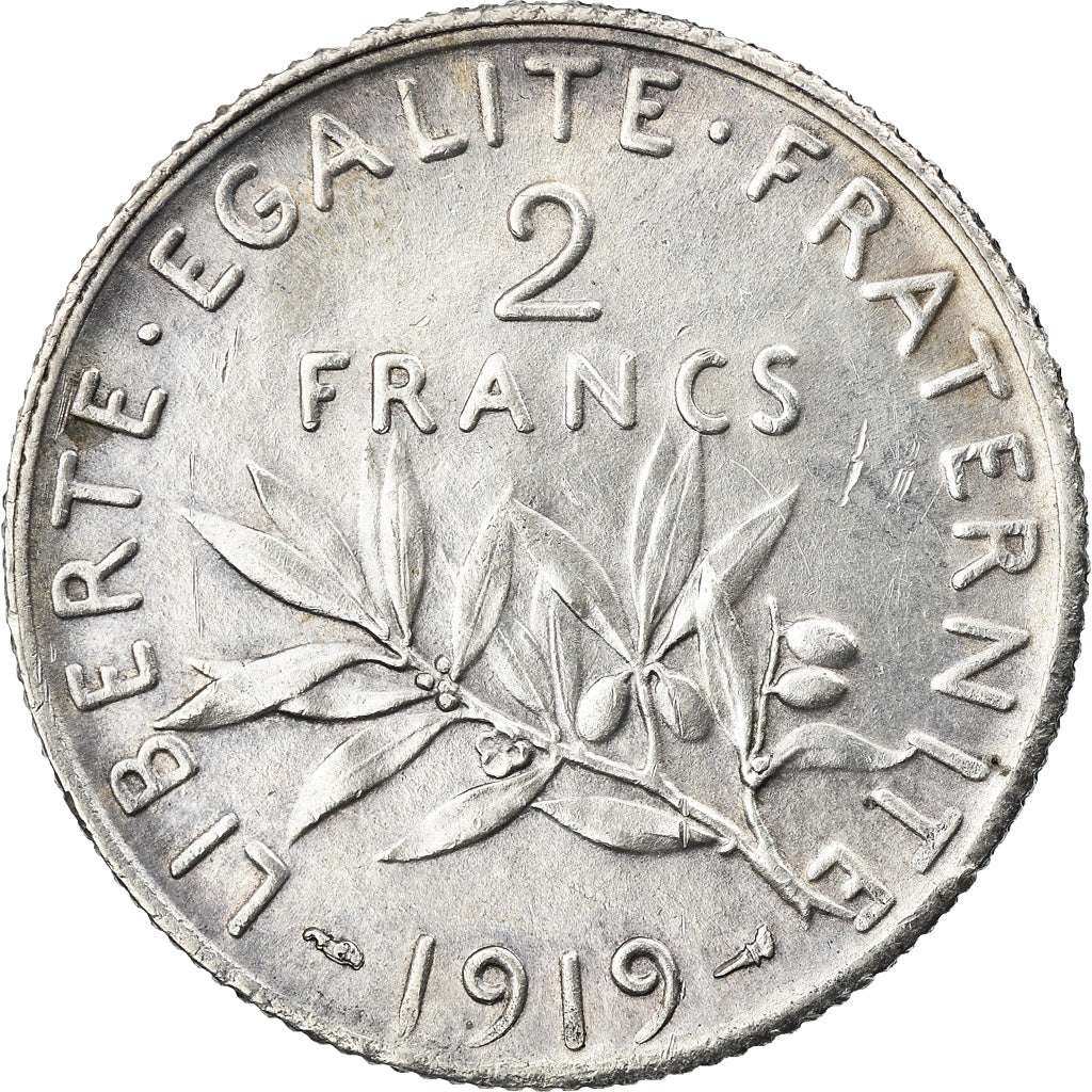 Coin, France, Semeuse, 2 Francs, 1919, Paris, AU(50-53), Silver, KM:845.1