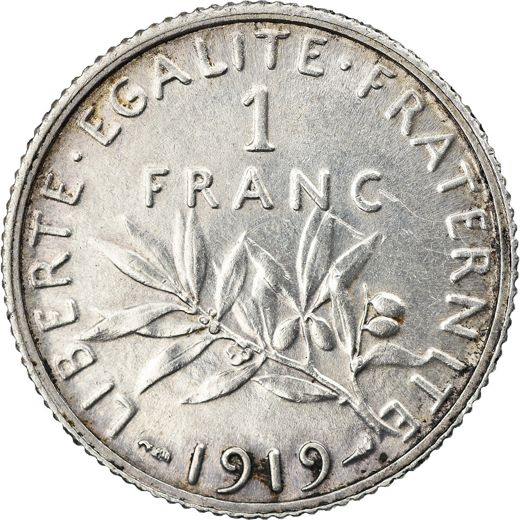 Coin, France, Semeuse, Franc, 1919, Paris, EF(40-45), Silver, KM:844.1