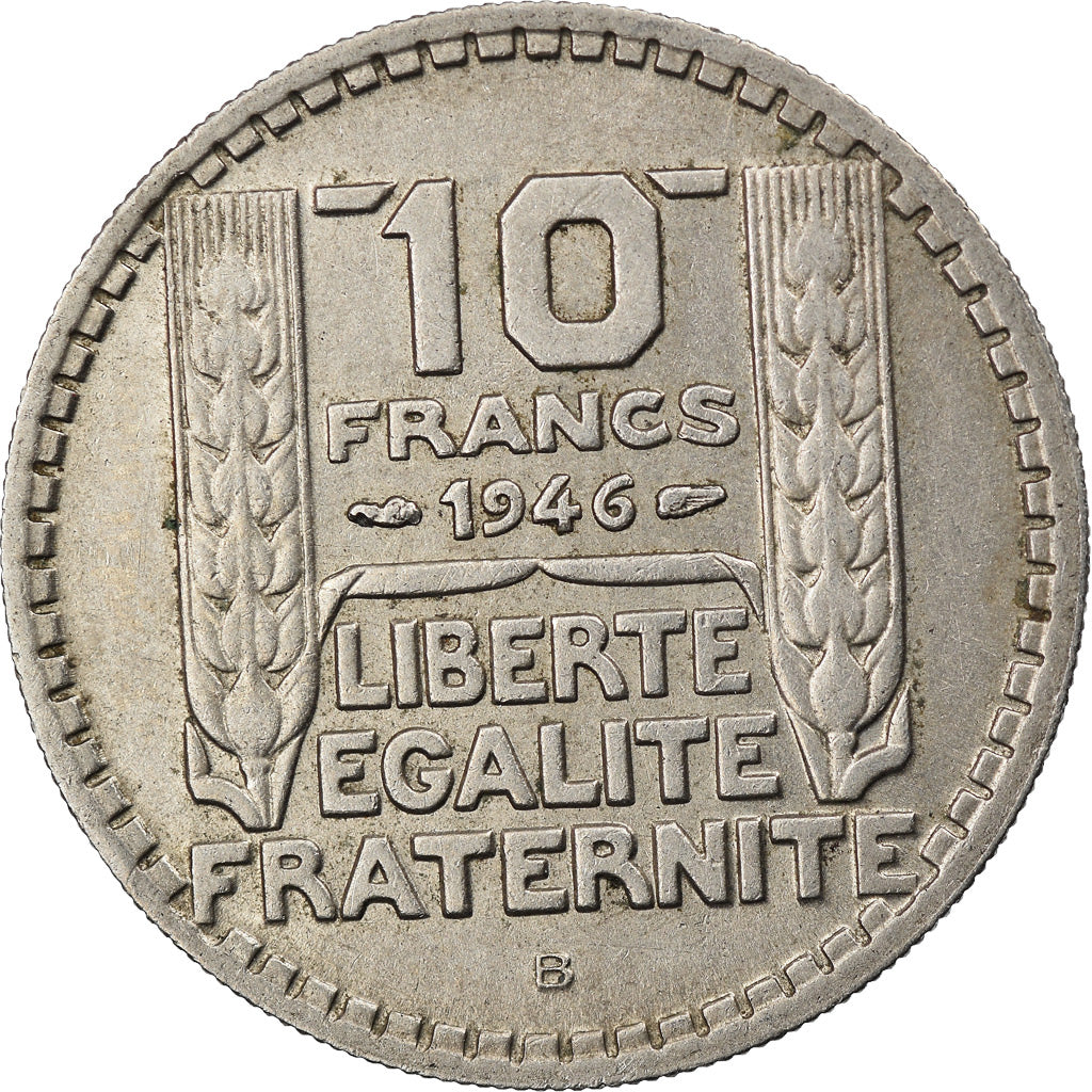 Coin, France, Turin, 10 Francs, 1946, Beaumont - Le Roger, Rameaux longs