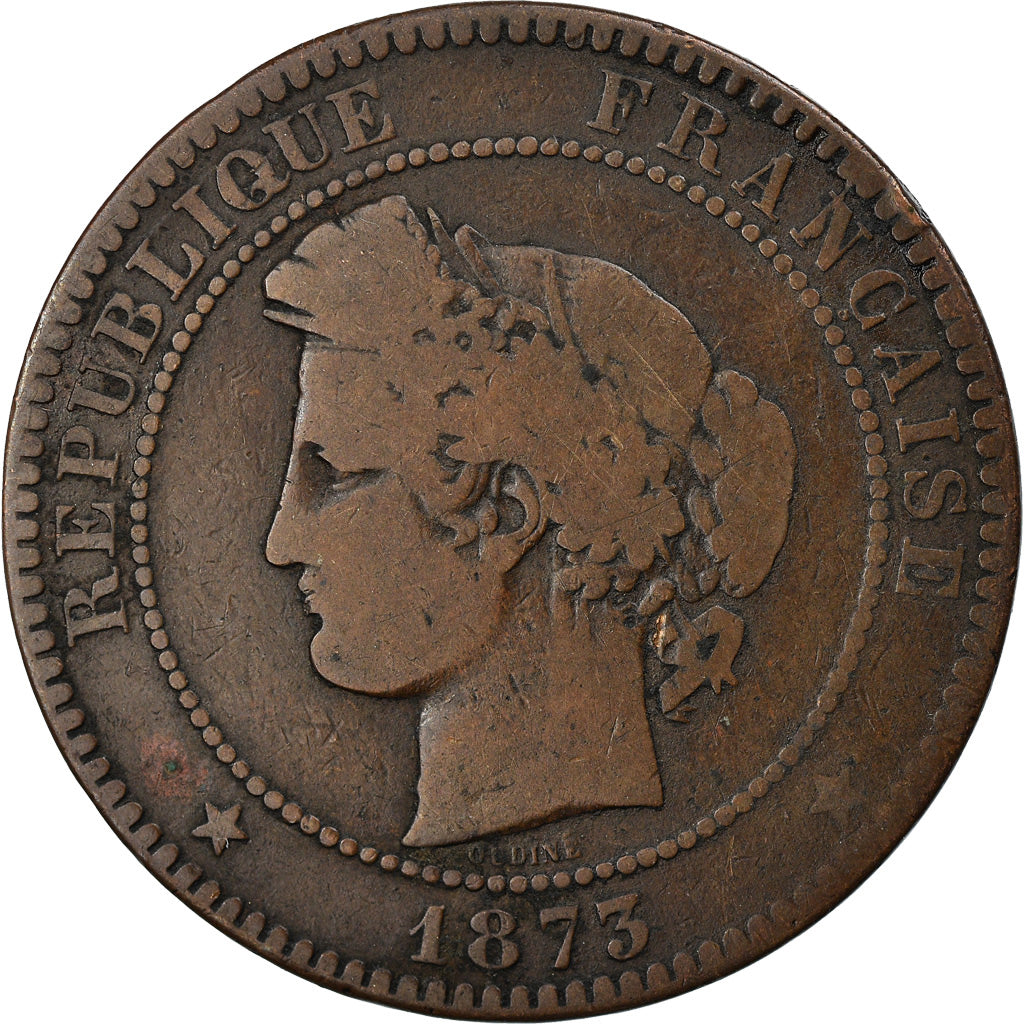 Coin, France, Cérès, 10 Centimes, 1873, Paris, VF(20-25), Bronze, KM:815.1