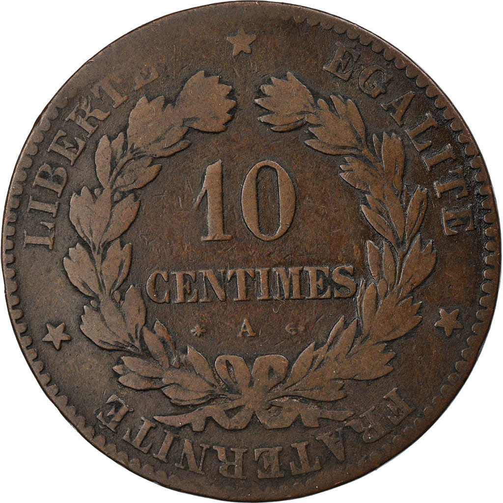 Coin, France, Cérès, 10 Centimes, 1873, Paris, VF(20-25), Bronze, KM:815.1