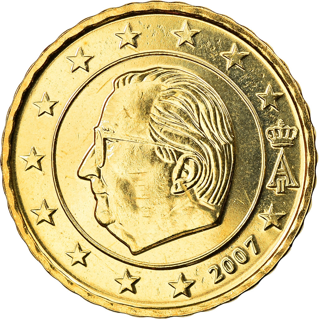 Belgium, 10 Euro Cent, 2007, Brussels, MS(65-70), Brass, KM:242