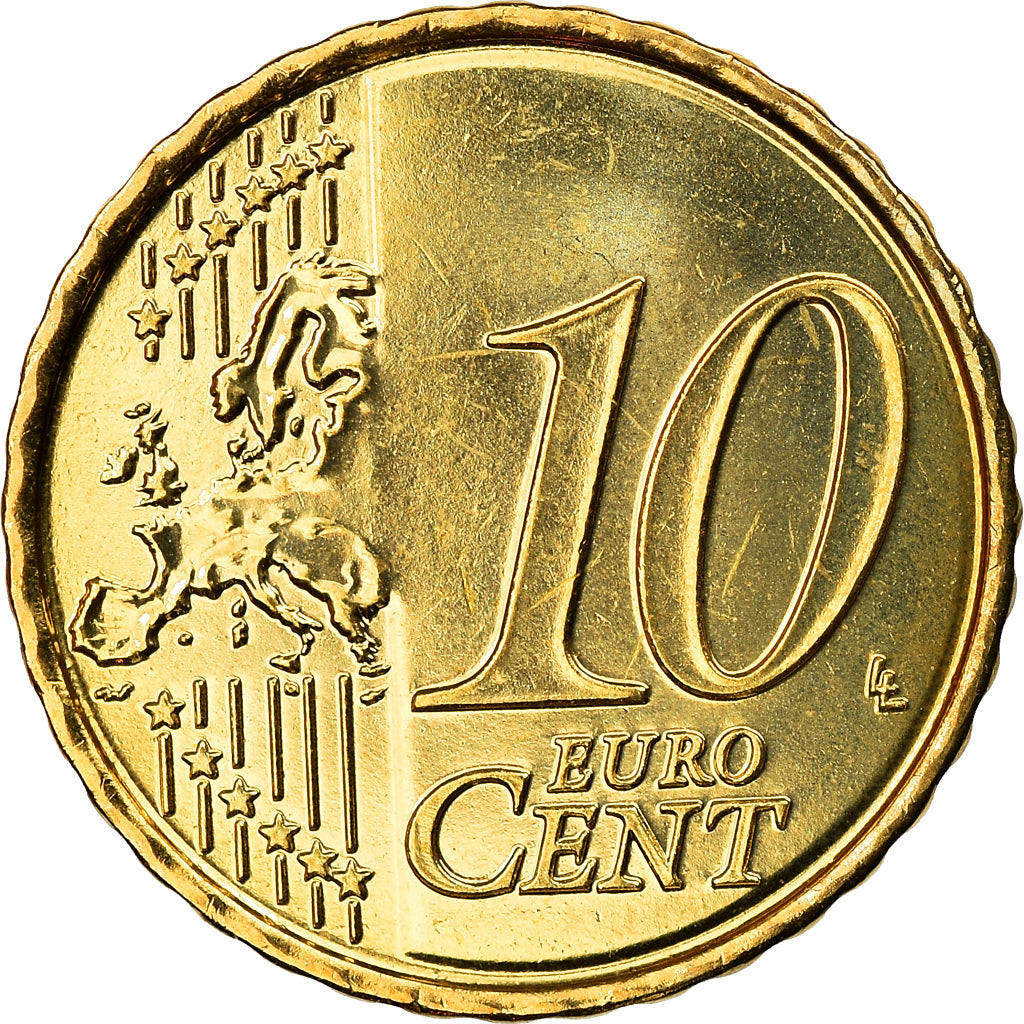 Belgium, 10 Euro Cent, 2007, Brussels, MS(65-70), Brass, KM:242