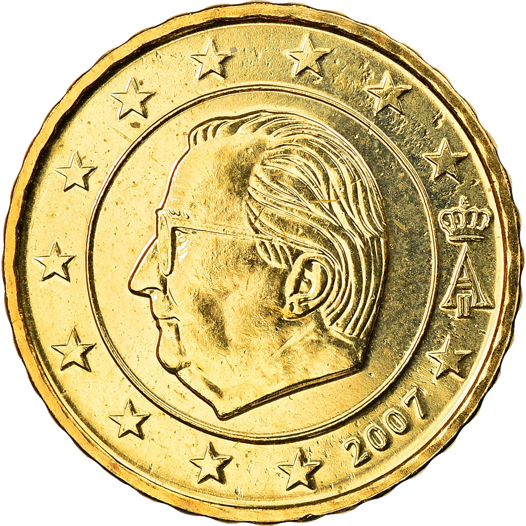 Belgium, 10 Euro Cent, 2007, Brussels, MS(65-70), Brass, KM:242