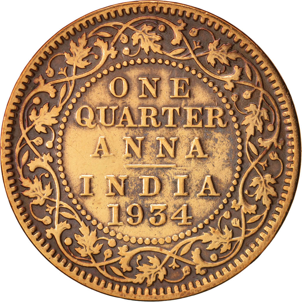 INDIA-BRITISH, George V, 1/4 Anna, 1934, VF(30-35), Bronze, KM:512