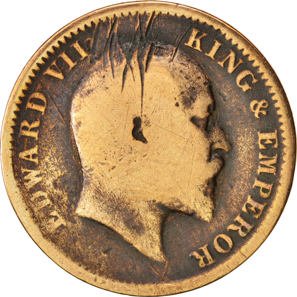 INDIA-BRITISH, Edward VII, 1/4 Anna, 1910, Calcutta, S, Bronze, KM:502