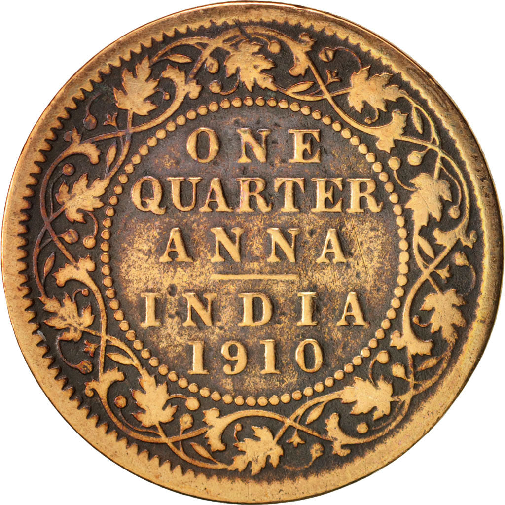 INDIA-BRITISH, Edward VII, 1/4 Anna, 1910, Calcutta, S, Bronze, KM:502