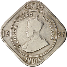 INDIA-BRITISH, George V, 2 Annas, 1927, VF(30-35), Copper-nickel, KM:516