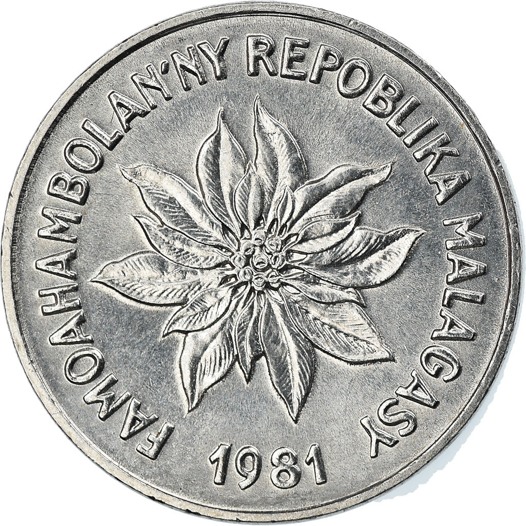 Coin, Madagascar, 2 Francs, 1981, Paris, AU(55-58), Stainless Steel, KM:9