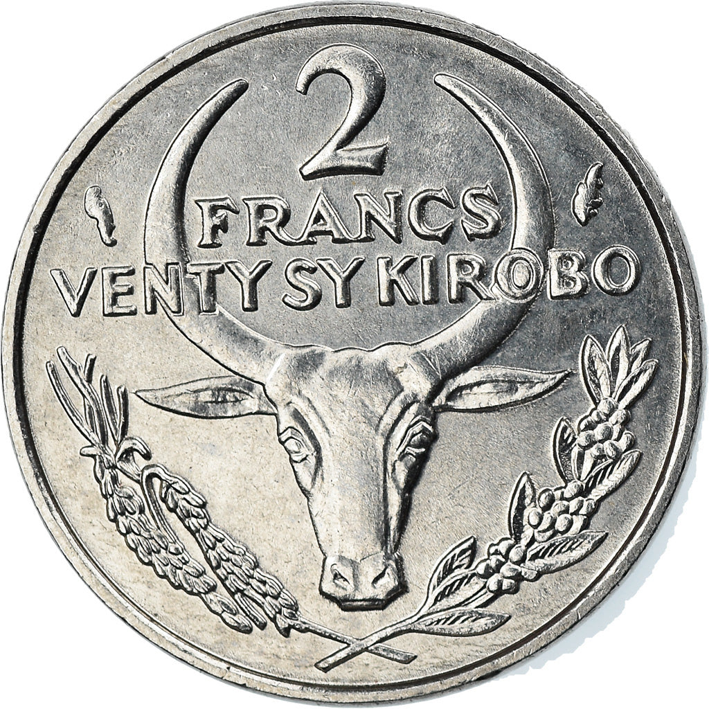 Coin, Madagascar, 2 Francs, 1981, Paris, AU(55-58), Stainless Steel, KM:9
