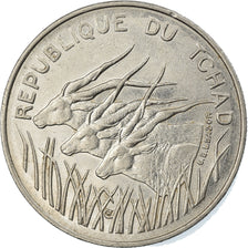 Moneta, Czad, 100 Francs, 1990, AU(50-53), Nikiel, KM:3