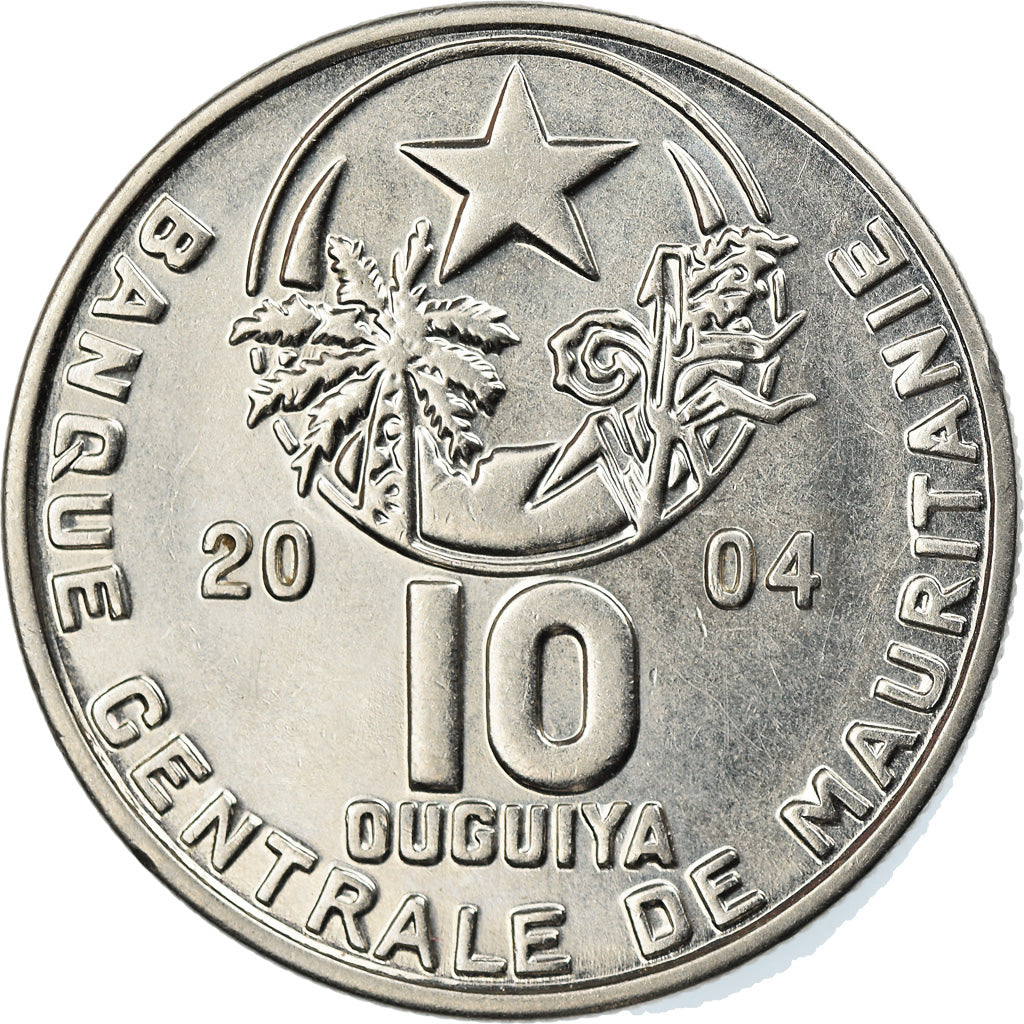 Münze, Mauretanien, 10 Ouguiya, 2004, VZ, Copper-nickel, KM:4