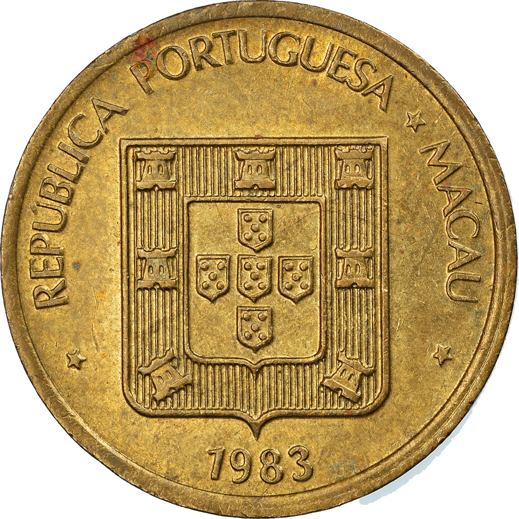 Coin, Macau, 10 Avos, 1983, EF(40-45), Brass, KM:20