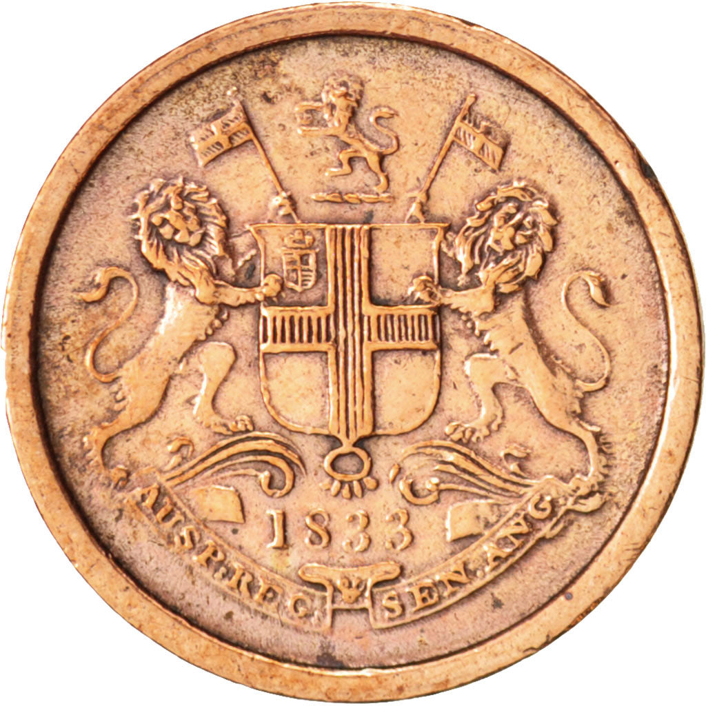 INDIA-BRITISH, BOMBAY PRESIDENCY, Pie, 1833, Calcutta, EF(40-45), Copper, KM:261