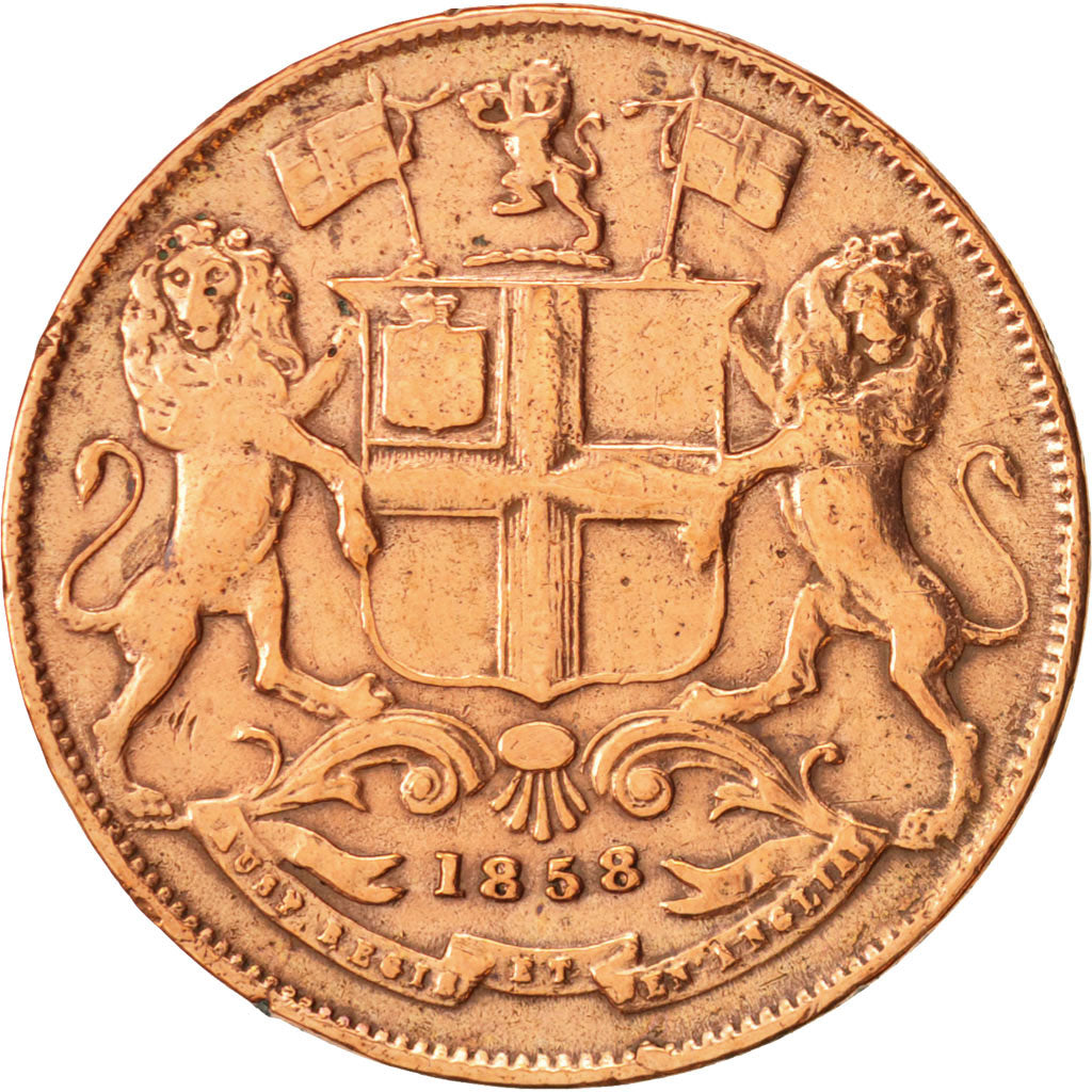 INDIA-BRITISH, 1/4 Anna, 1858, Heaton, Birmingham, EF(40-45), Copper, KM:463.2