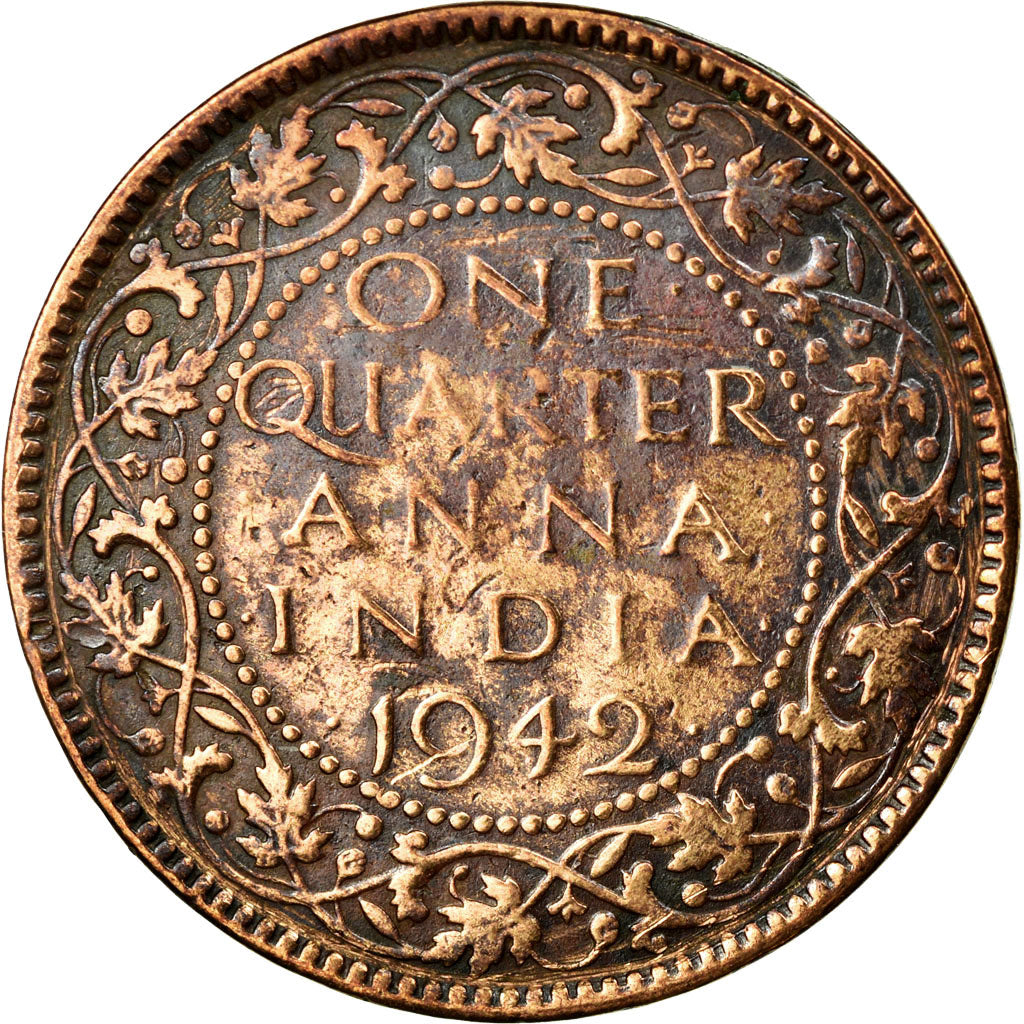 Monnaie, INDIA-BRITISH, George VI, 1/4 Anna, 1942, TB+, Bronze, KM:531