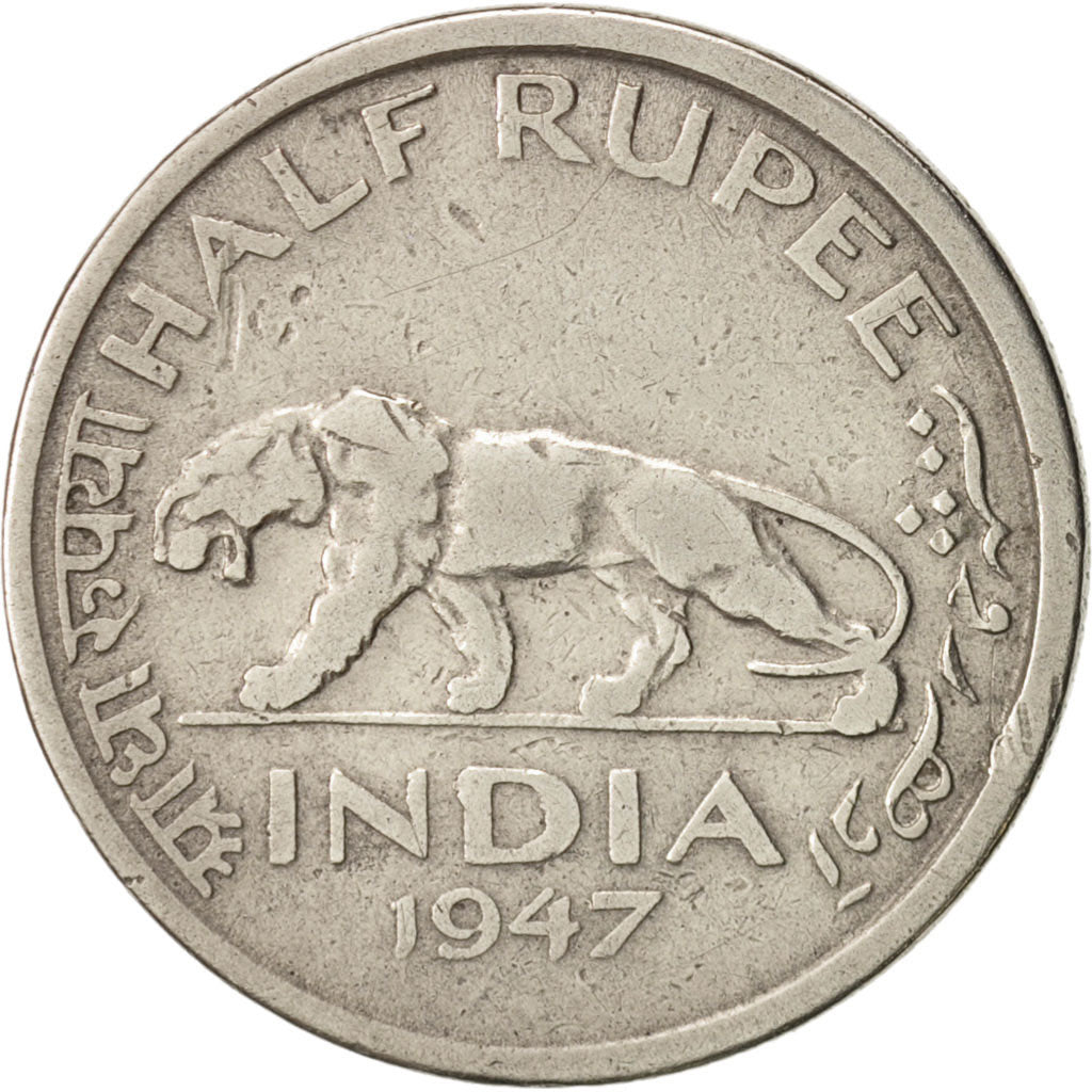 Monnaie, INDIA-BRITISH, George VI, 1/2 Rupee, 1947, TTB, Nickel, KM:553