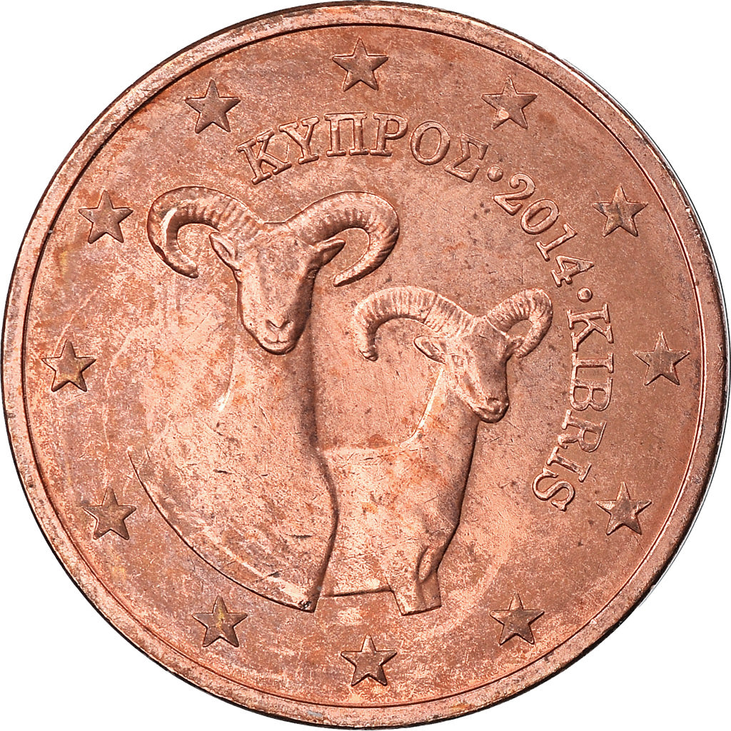 Cipro, 2 Euro Cent, 2014, BB+, Acciaio placcato rame, KM:New