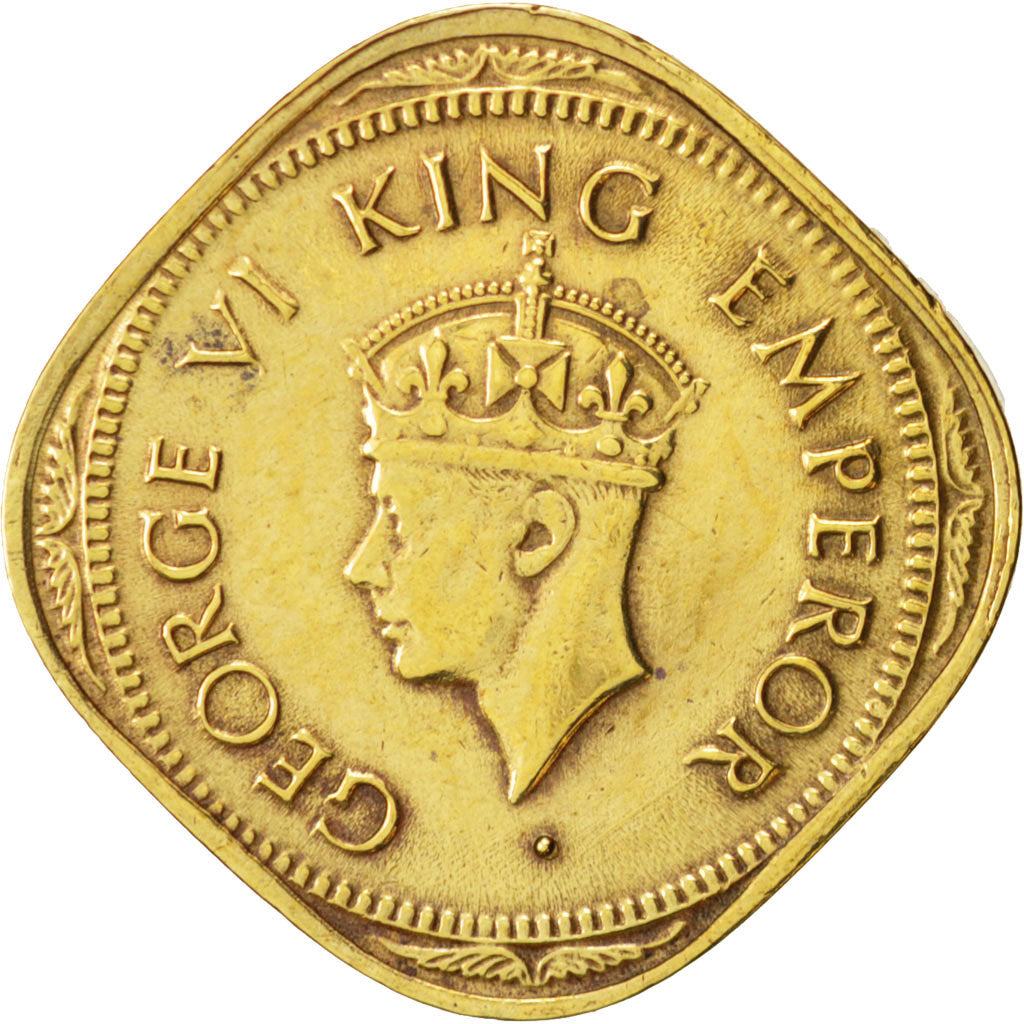 INDIA-BRITISH, George VI, 2 Annas, 1945, AU(50-53), Nickel-brass, KM:543