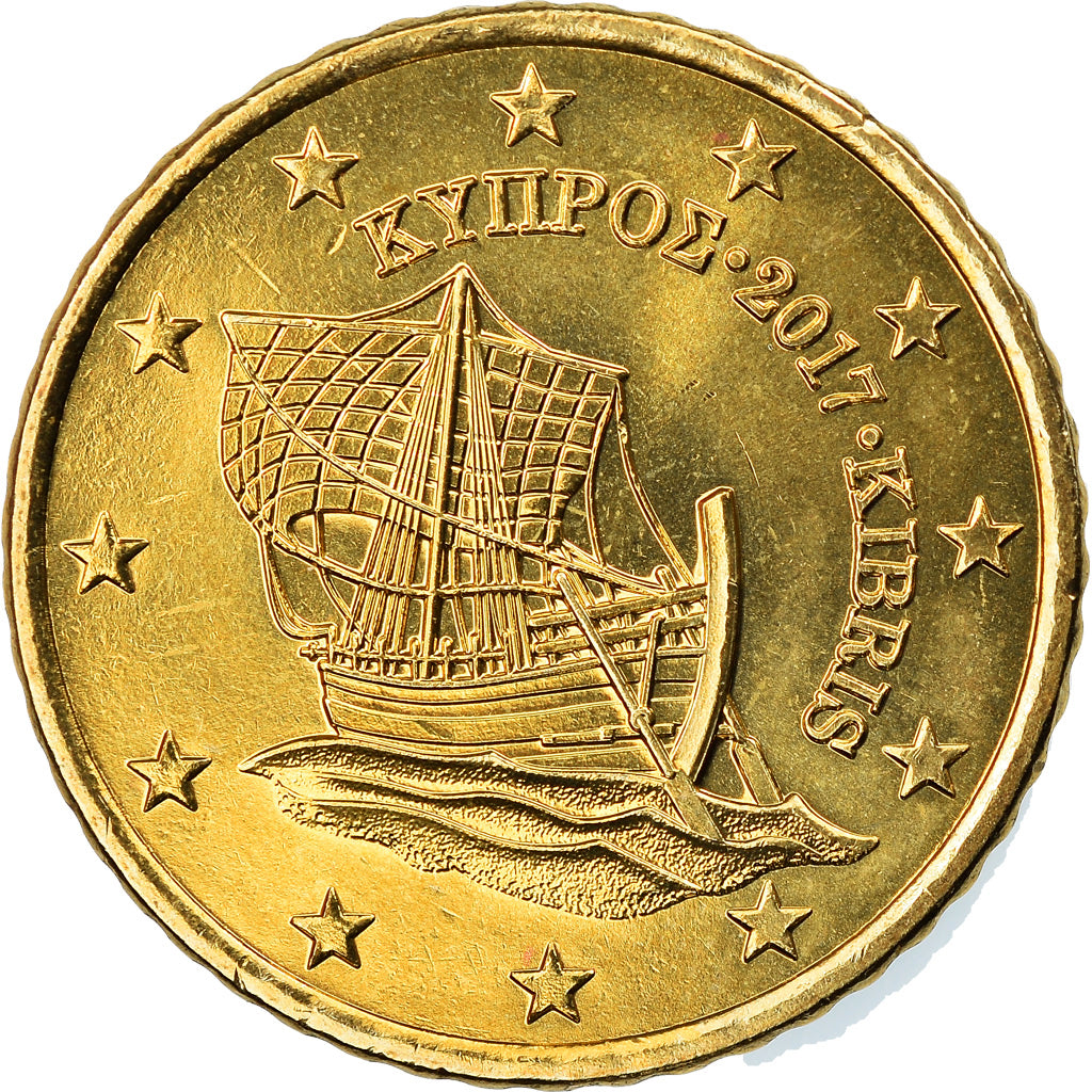 Cyprus, 50 Euro Cent, 2017, MS(63), Brass, KM:New