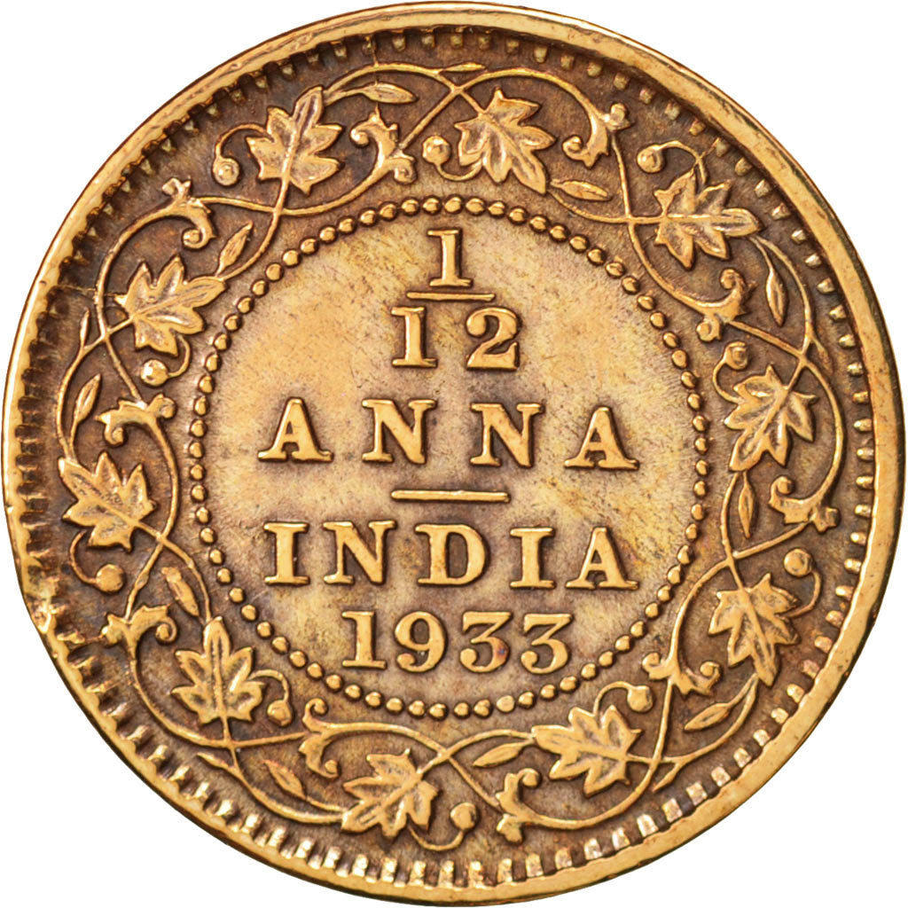 INDIA-BRITISH, George V, 1/12 Anna, 1 Pie, 1933, EF(40-45), Bronze, KM:509