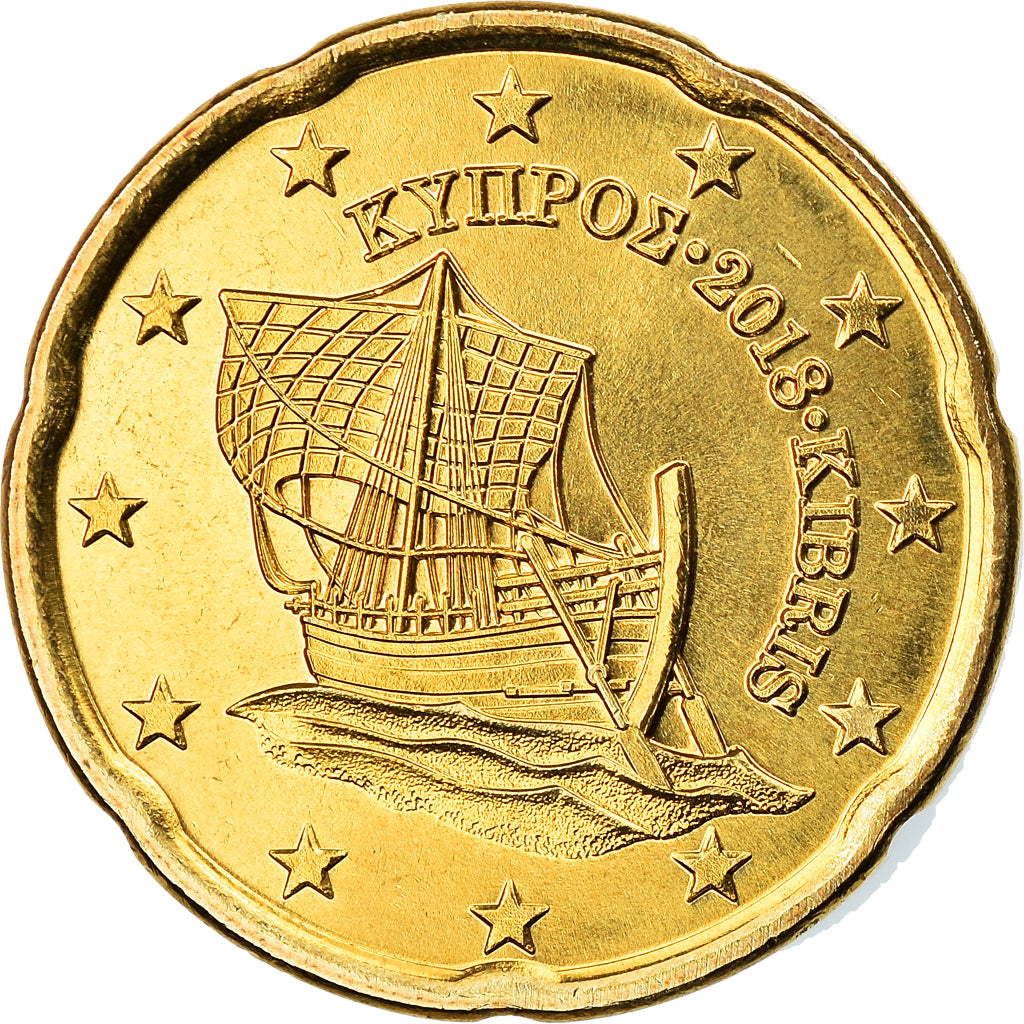 Chipre, 20 Euro Cent, 2018, SC, Latón, KM:New