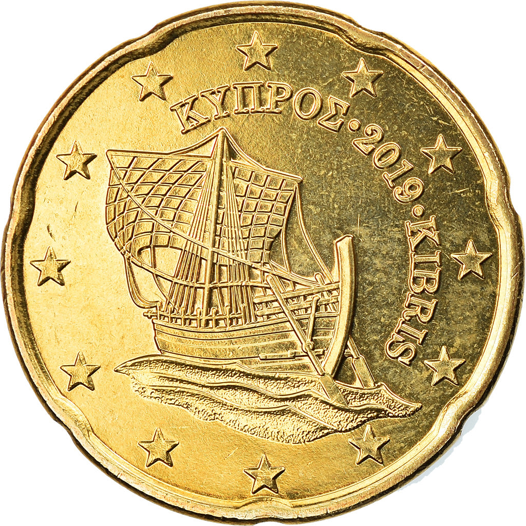 Cypr, 20 Euro Cent, 2019, MS(63), Mosiądz, KM:New