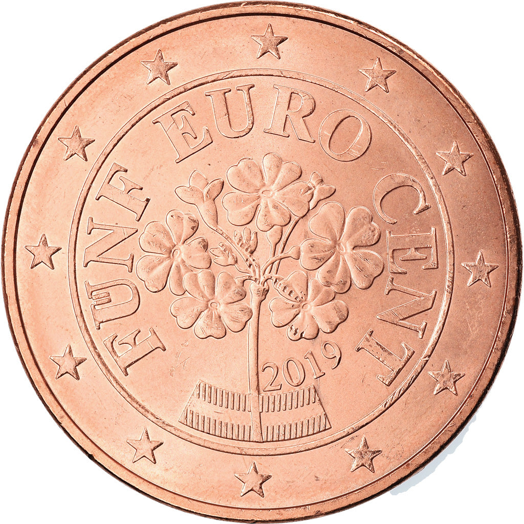 Austria, 5 Euro Cent, 2019, AU(55-58), Miedź platerowana stalą, KM:New