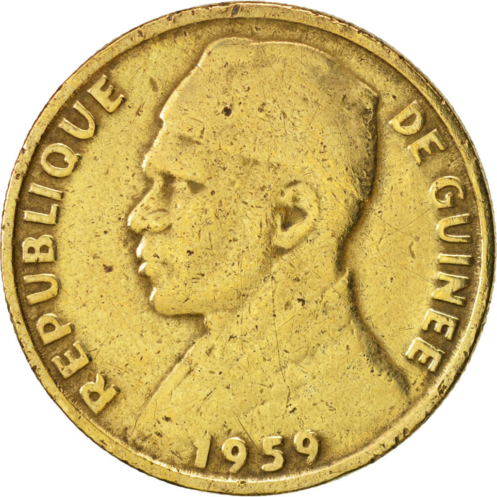 Guinea, 10 Francs, 1959, VF(30-35), Aluminum-Bronze, KM:2