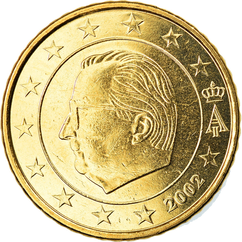 Belgium, 50 Euro Cent, 2002, Brussels, MS(65-70), Brass, KM:229
