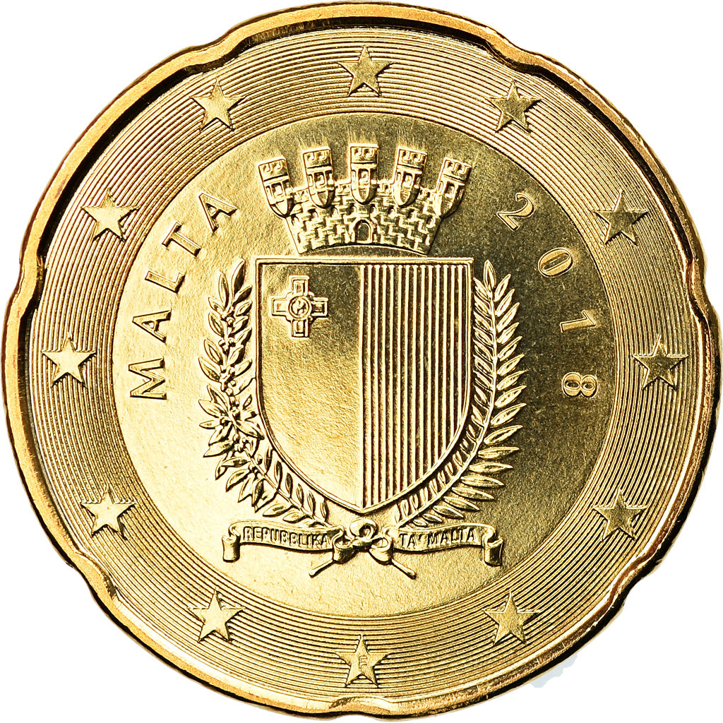Malta, 20 Euro Cent, 2018, FDC, Latón, KM:New