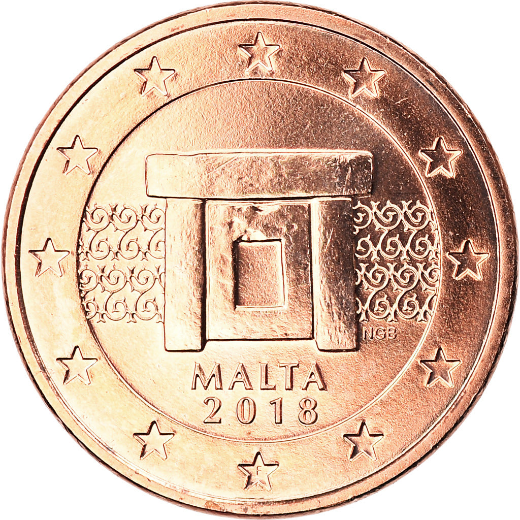 Malta, Euro Cent, 2018, STGL, Copper Plated Steel, KM:New
