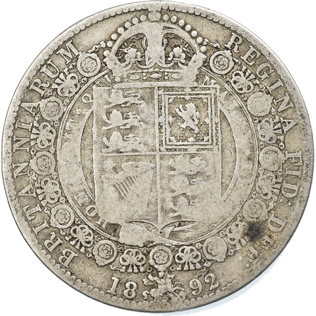 Coin, Great Britain, Victoria, 1/2 Crown, 1892, VF(20-25), Silver, KM:764