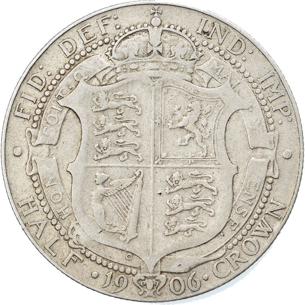 Coin, Great Britain, Edward VII, 1/2 Crown, 1906, VF(30-35), Silver, KM:802