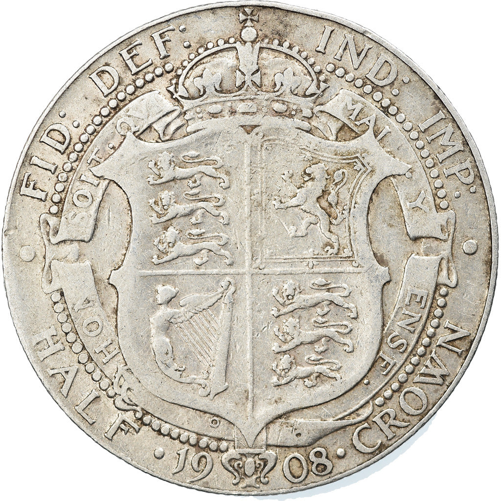 Coin, Great Britain, Edward VII, 1/2 Crown, 1908, VF(30-35), Silver, KM:802