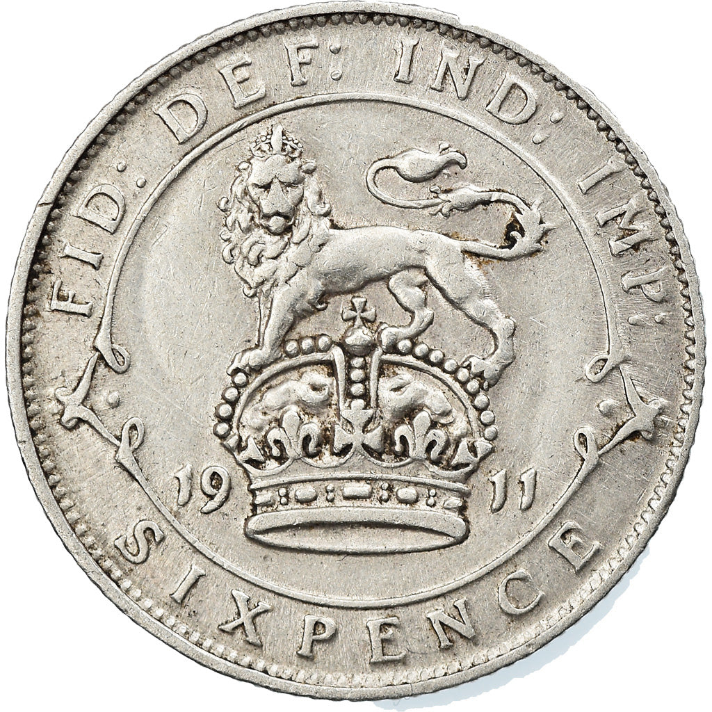 Coin, Great Britain, George V, 6 Pence, 1911, AU(50-53), Silver, KM:815