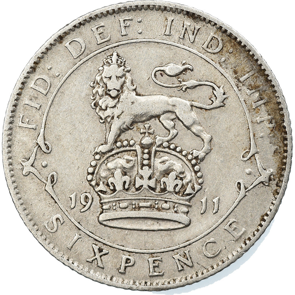 Coin, Great Britain, George V, 6 Pence, 1911, EF(40-45), Silver, KM:815