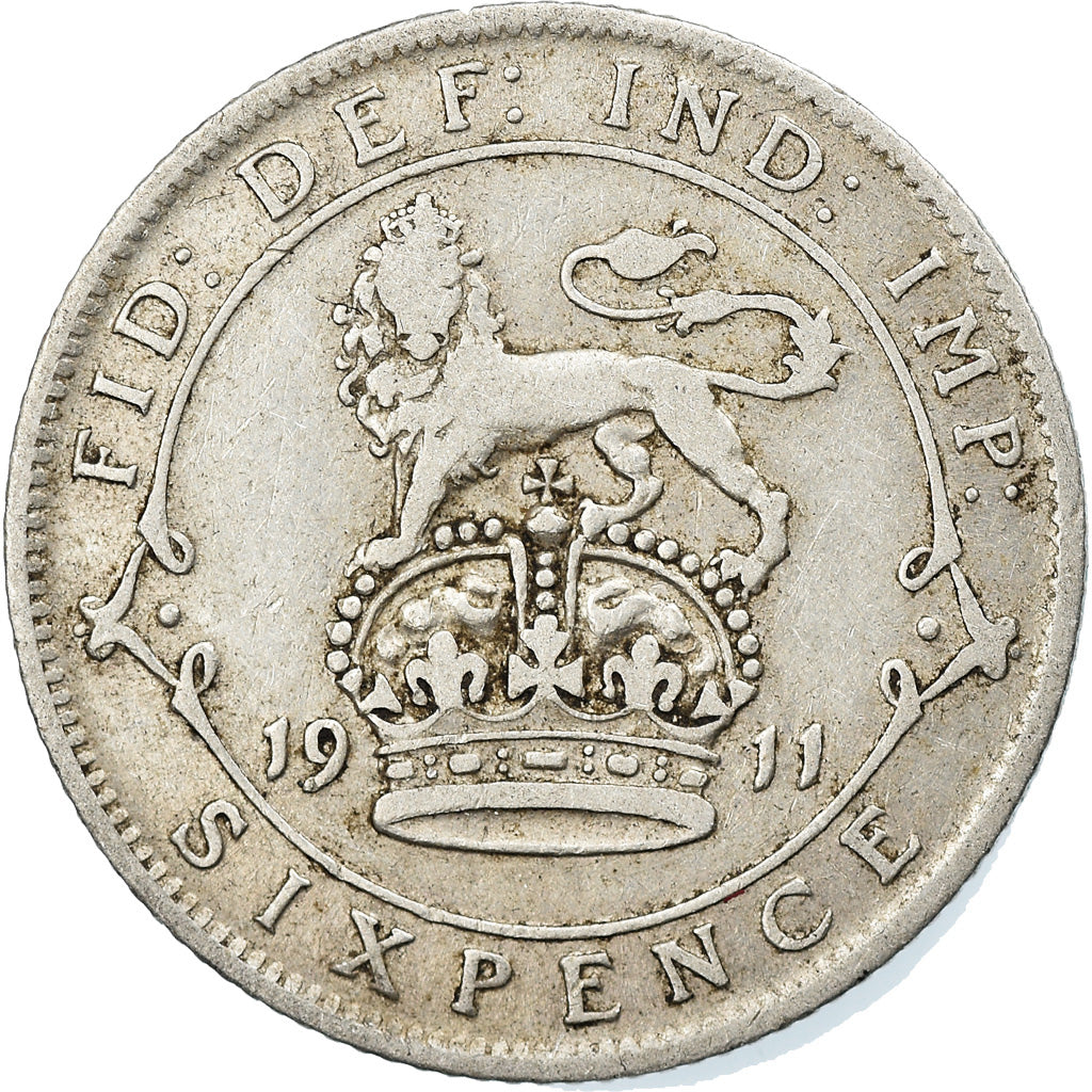 Coin, Great Britain, George V, 6 Pence, 1911, VF(30-35), Silver, KM:815
